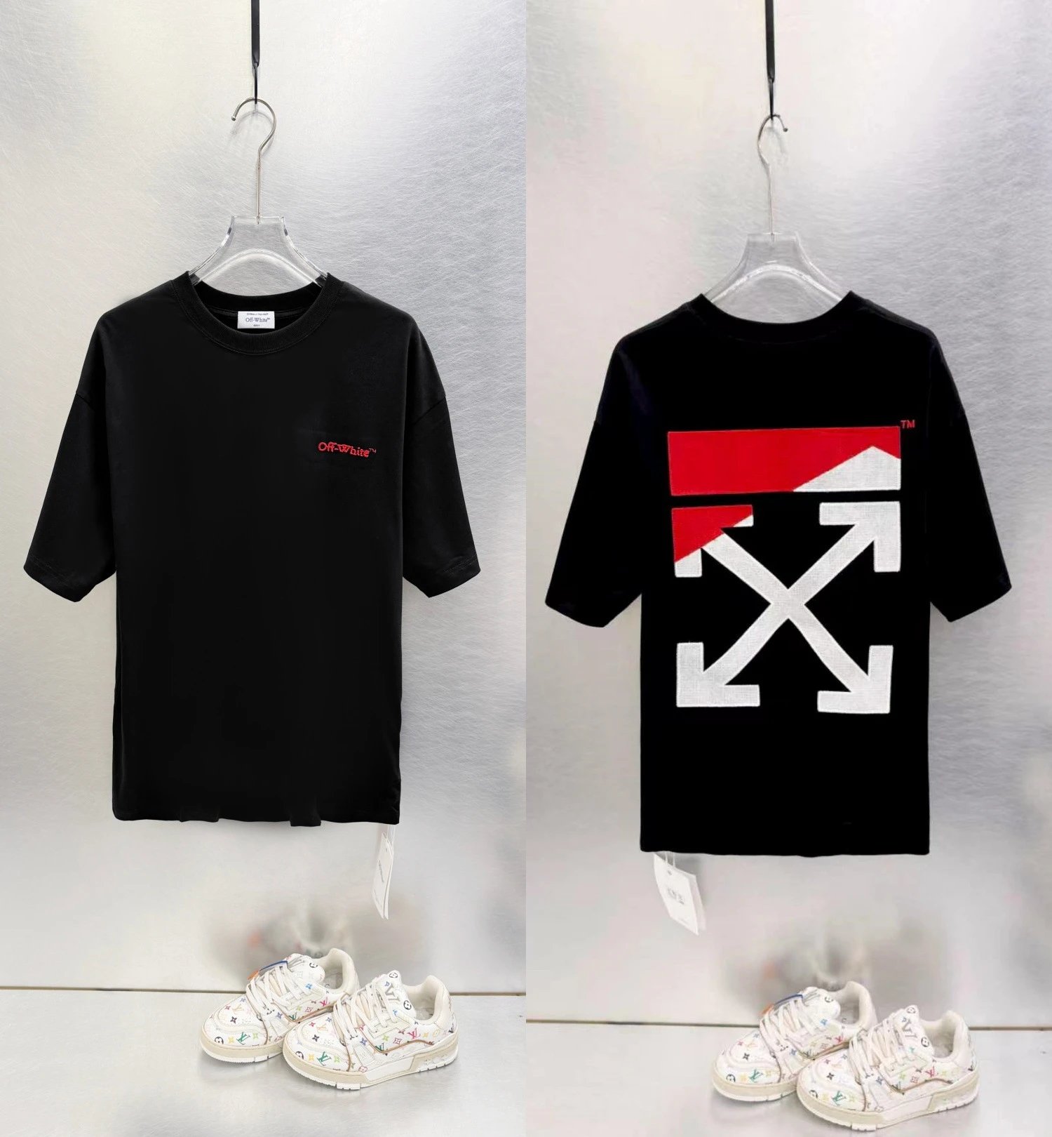 Off-White T-Shirts Graphic-print crew-neck — black 9608 embroidery