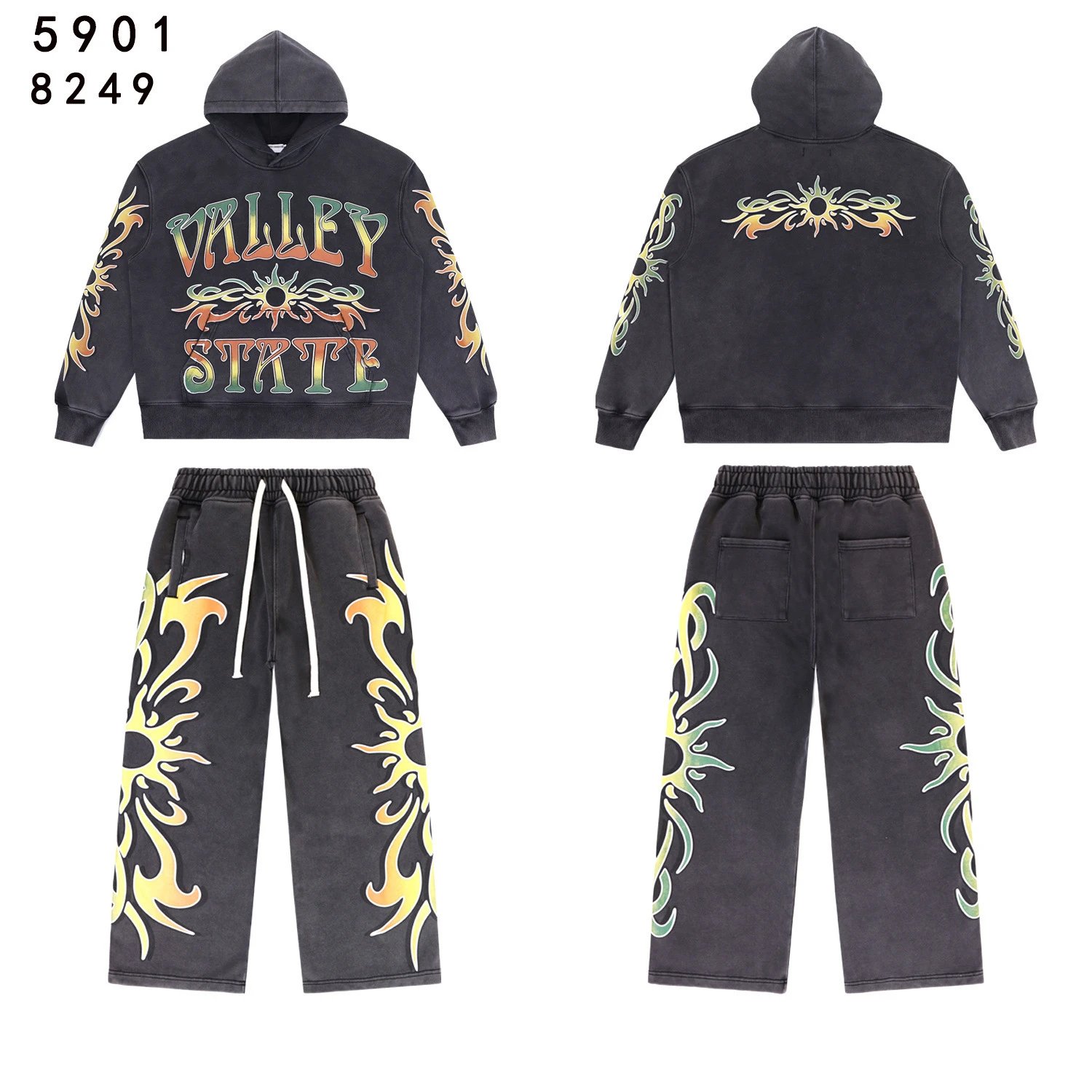 Vale Forever Matching Sets Bee graphic striped hoodie and sweatpants set image 5
