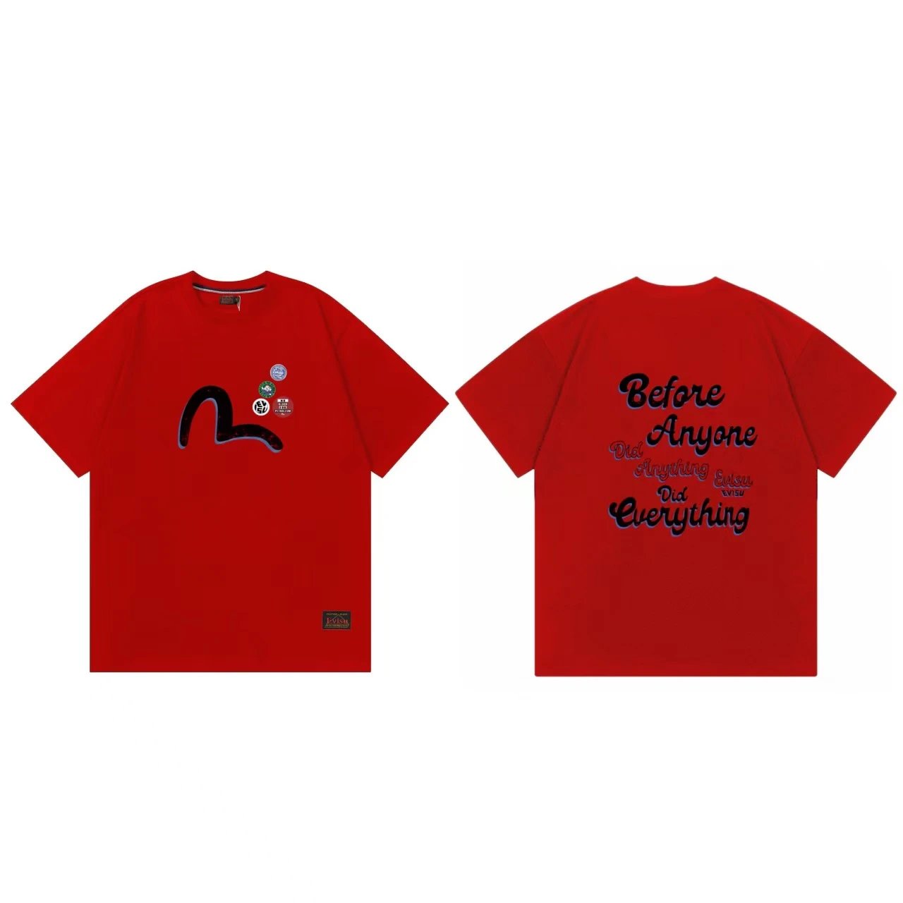 Evisu T-Shirts Short-Sleeve Graphic Print T-Shirt — Red F 235