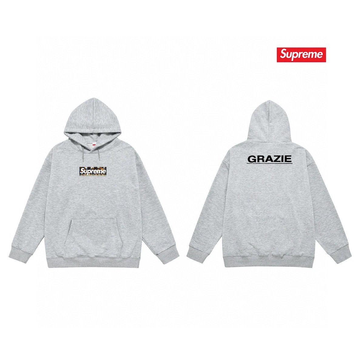 Supreme Hoodies & Sweatshirts Fleece-Lined Graphic Pullover Hoodie — 72-3 Fleece-lined style