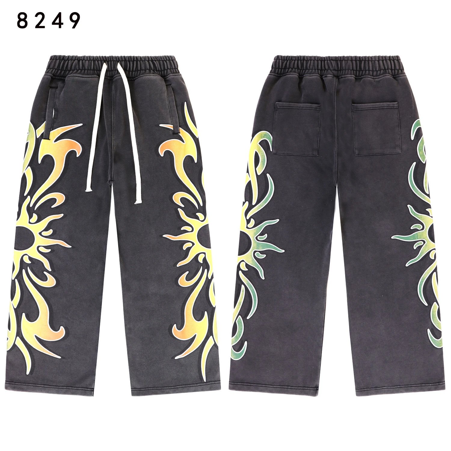 Vale Forever Matching Sets Bee graphic striped hoodie and sweatpants set — 8249 Washed black