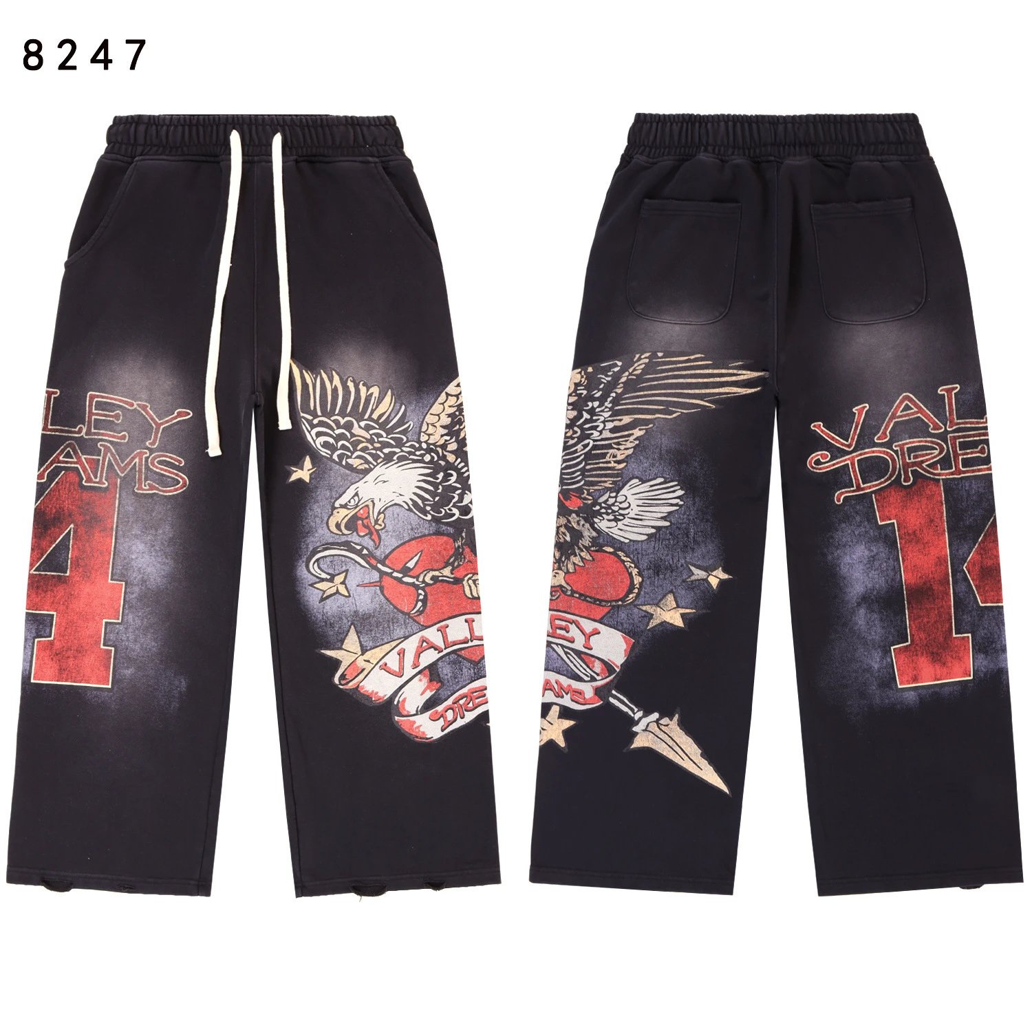 Vale Forever Matching Sets Bee graphic striped hoodie and sweatpants set — 8247 Washed black