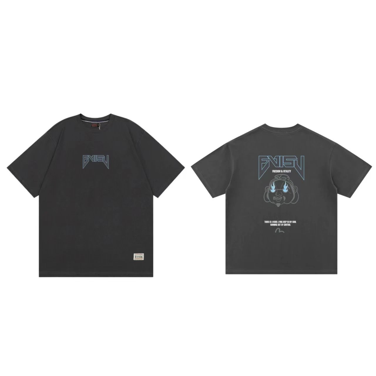 Evisu T-Shirts Short-Sleeve Graphic T-Shirt — gray F 230