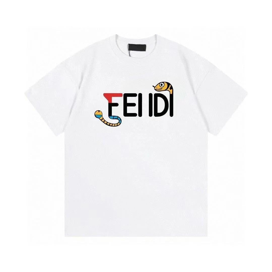 Fendi T-Shirts Short-Sleeve Logo Print — F57