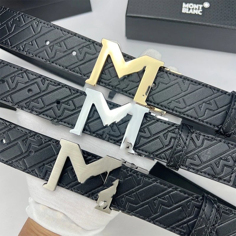 Montblanc Belts Reversible embossed-pattern belt with interchangeable M and pin buckles image 5