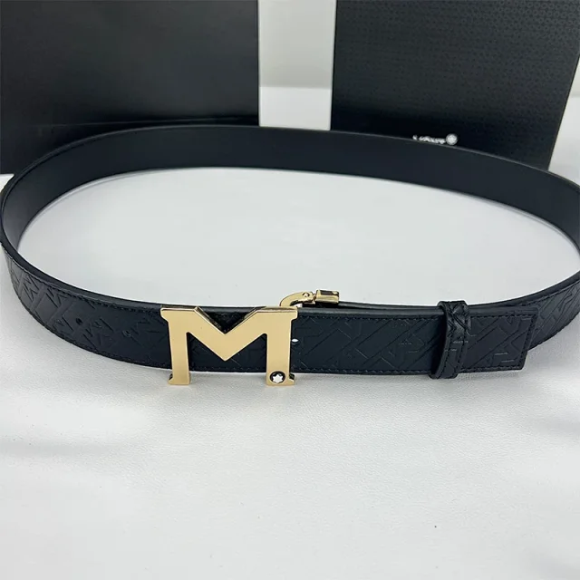 Montblanc Belts Reversible embossed-pattern belt with interchangeable M and pin buckles product detail image 6
