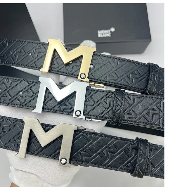 Montblanc Belts Reversible embossed-pattern belt with interchangeable M and pin buckles product detail image 9
