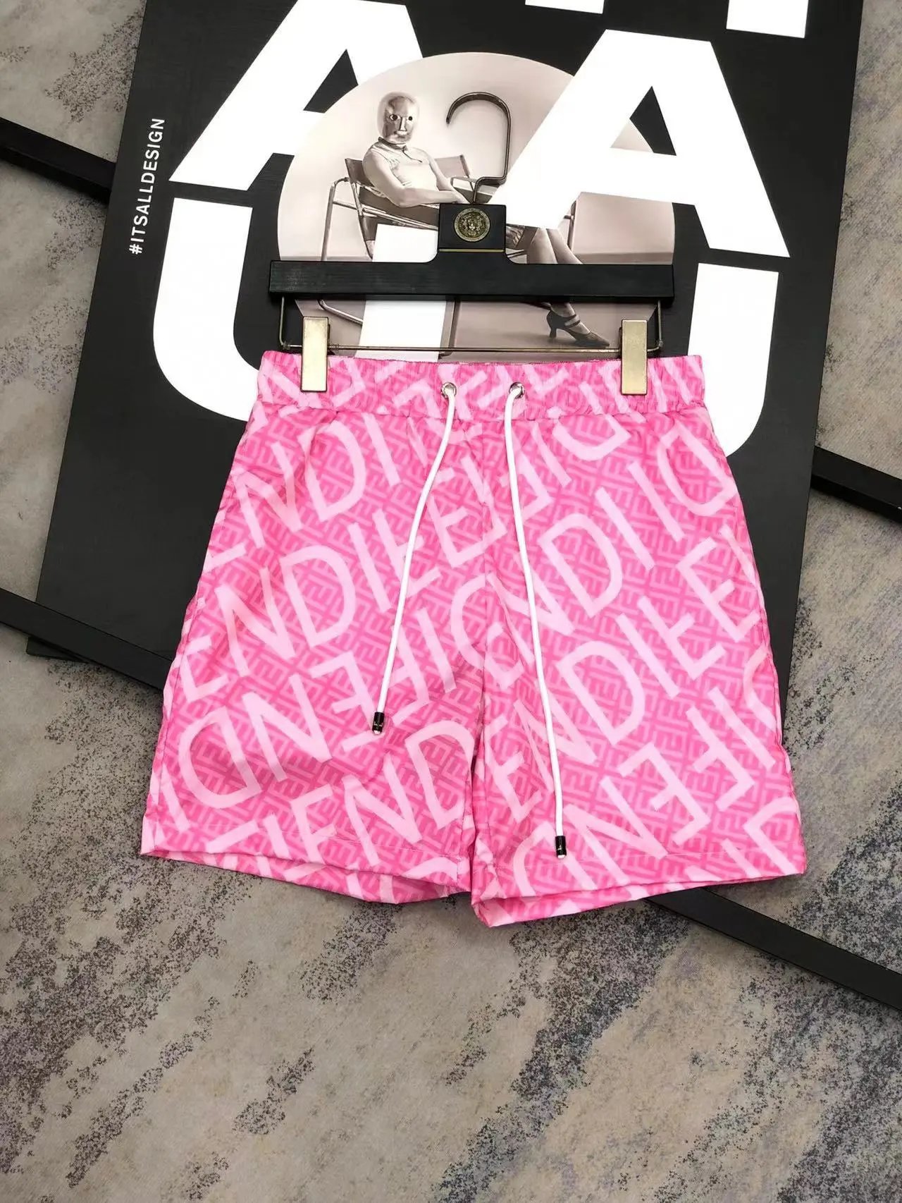 Fendi Swimwear FF monogram drawstring swim shorts — F 1 Pink