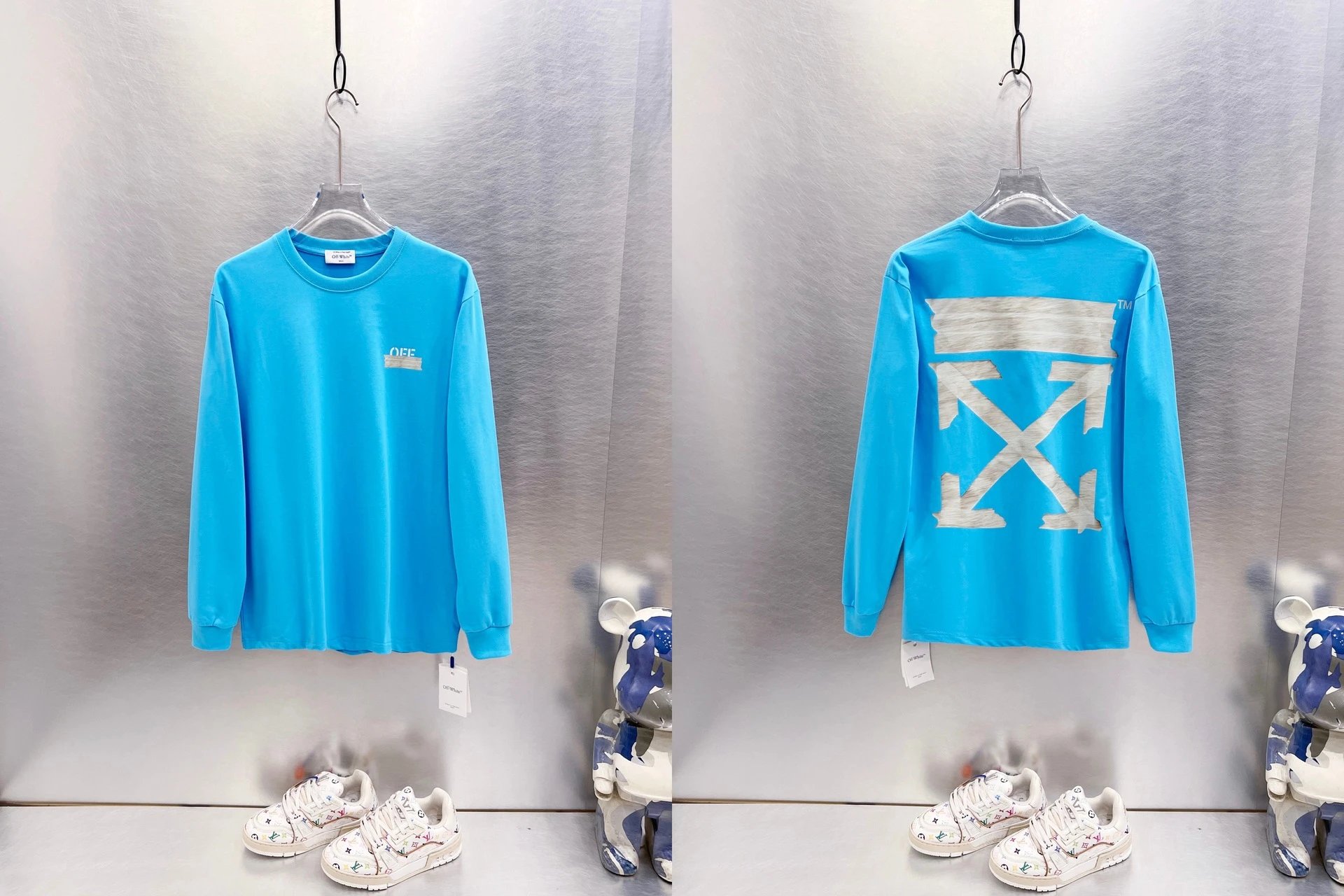 Off-White T-Shirts Long-Sleeve Graphic Arrow T-Shirt — 9631 Blue