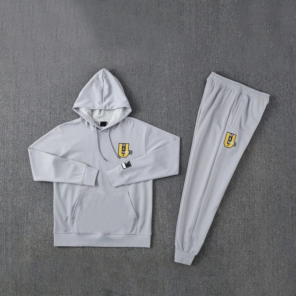 Arsenal Tracksuits Football club hooded tracksuit with jogger pants — 25 Manchester United Grey