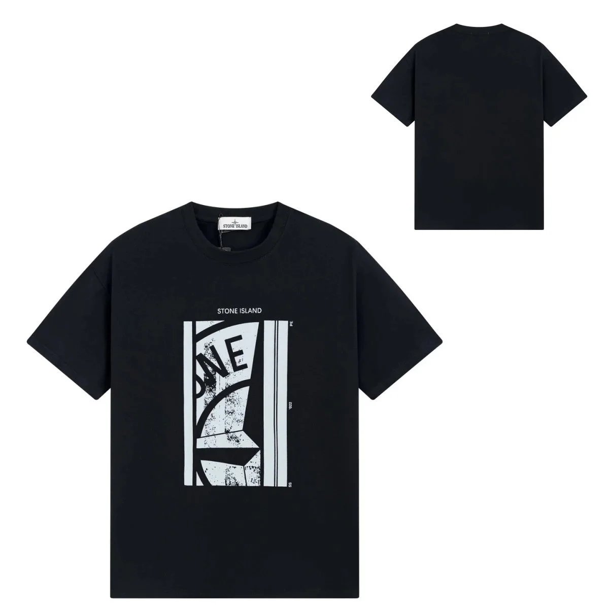 Stone Island T-Shirts Short-Sleeve Graphic Print T-Shirt — G155 black