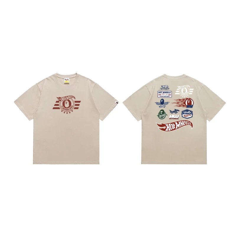 BAPE T-Shirts Hot Wheels Graphic Short-Sleeve T-Shirt — 270 Apricot color