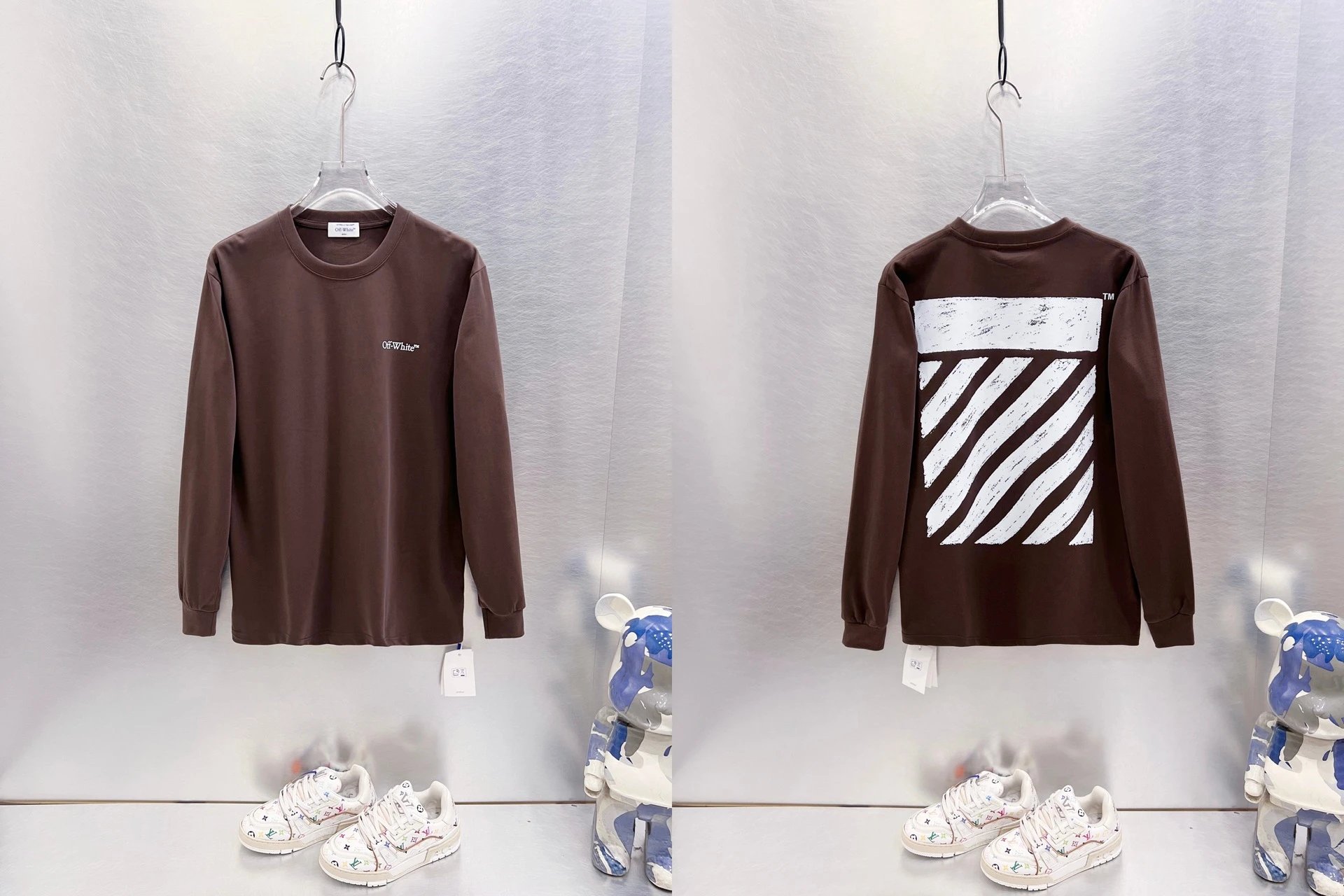 Off-White T-Shirts Long-Sleeve Graphic Arrow T-Shirt — 9633 Brown