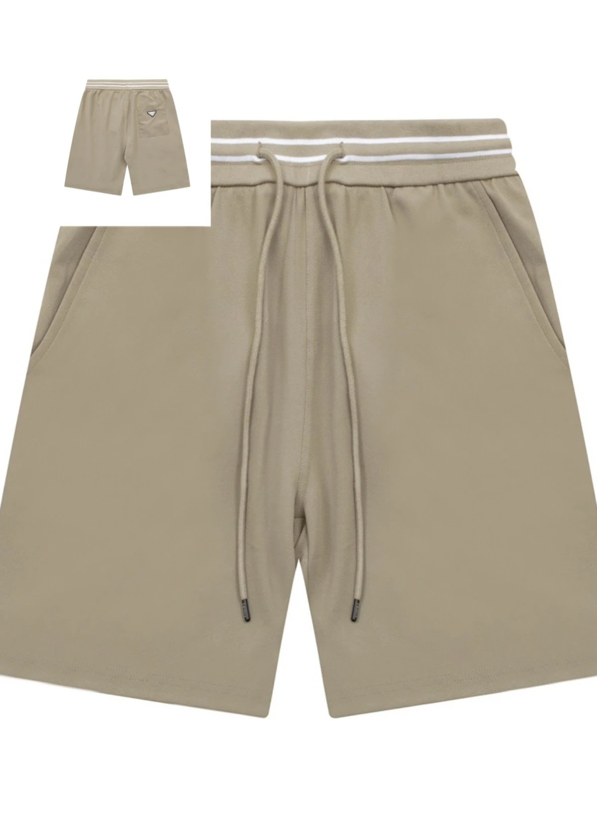 Prada T-Shirts Crew-neck T-shirt with triangular logo plaque — Khaki. Nylon pocket metal triangular label