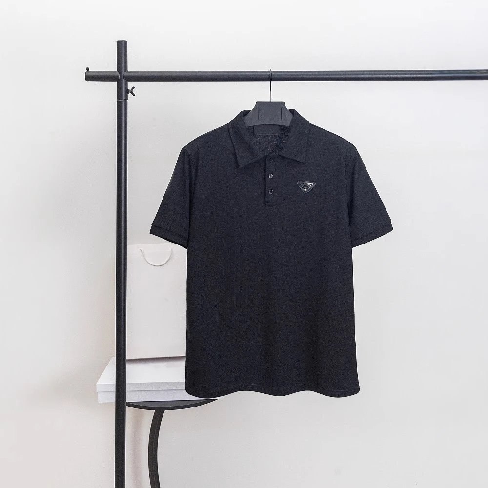 Prada T-Shirts Crew-neck T-shirt with triangular logo plaque image 4