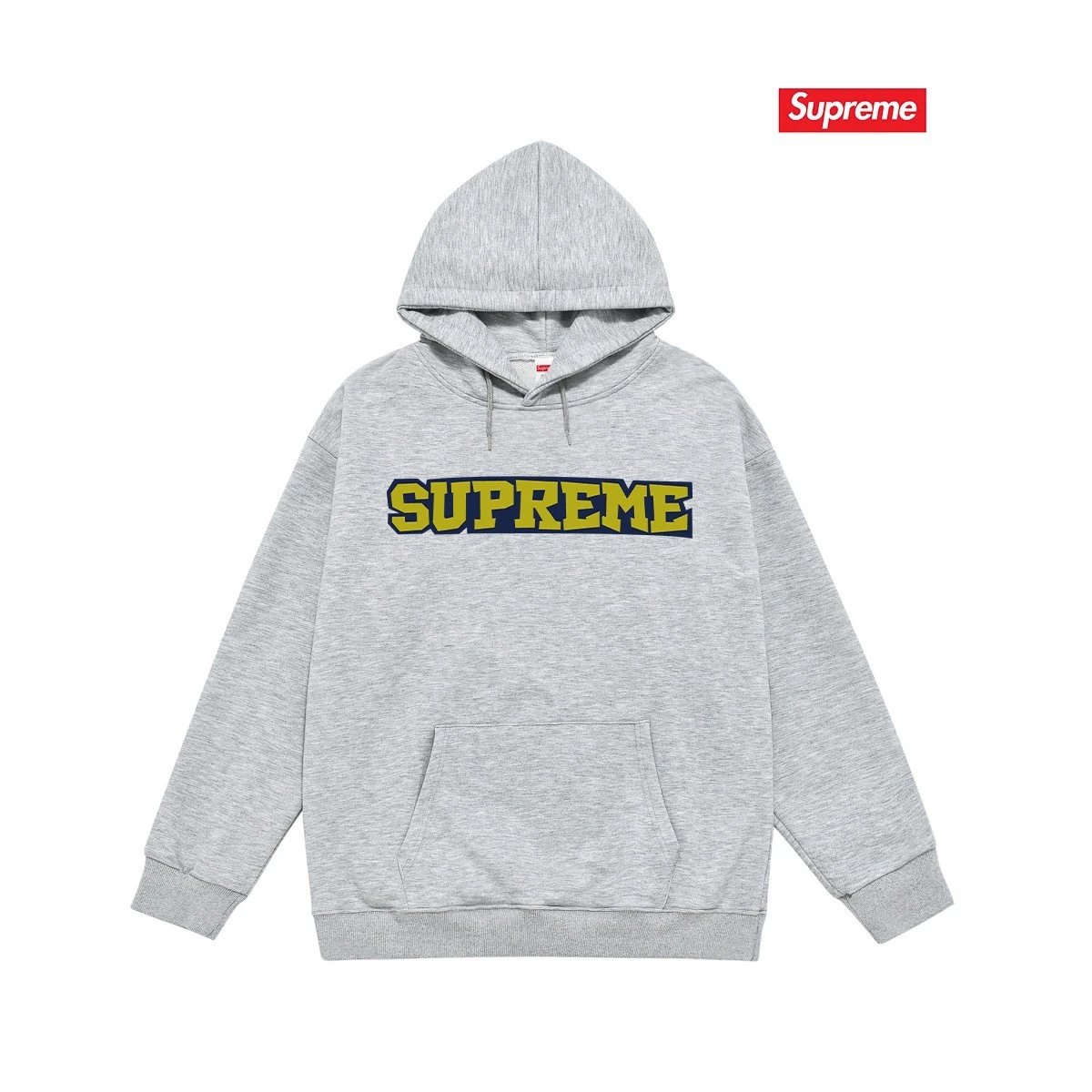 Supreme Hoodies & Sweatshirts Fleece-Lined Graphic Pullover Hoodie — 2230 Gray with fleece lining