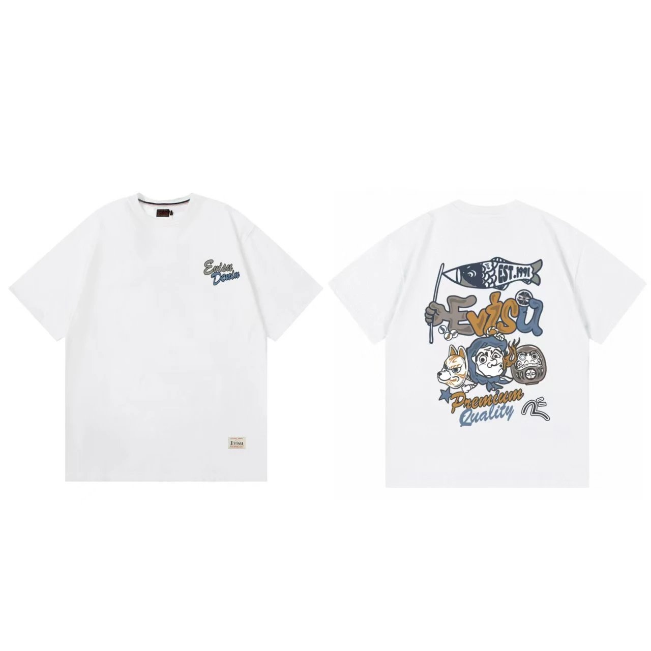 Evisu T-Shirts Short-Sleeve Graphic Print T-Shirt — white F 233