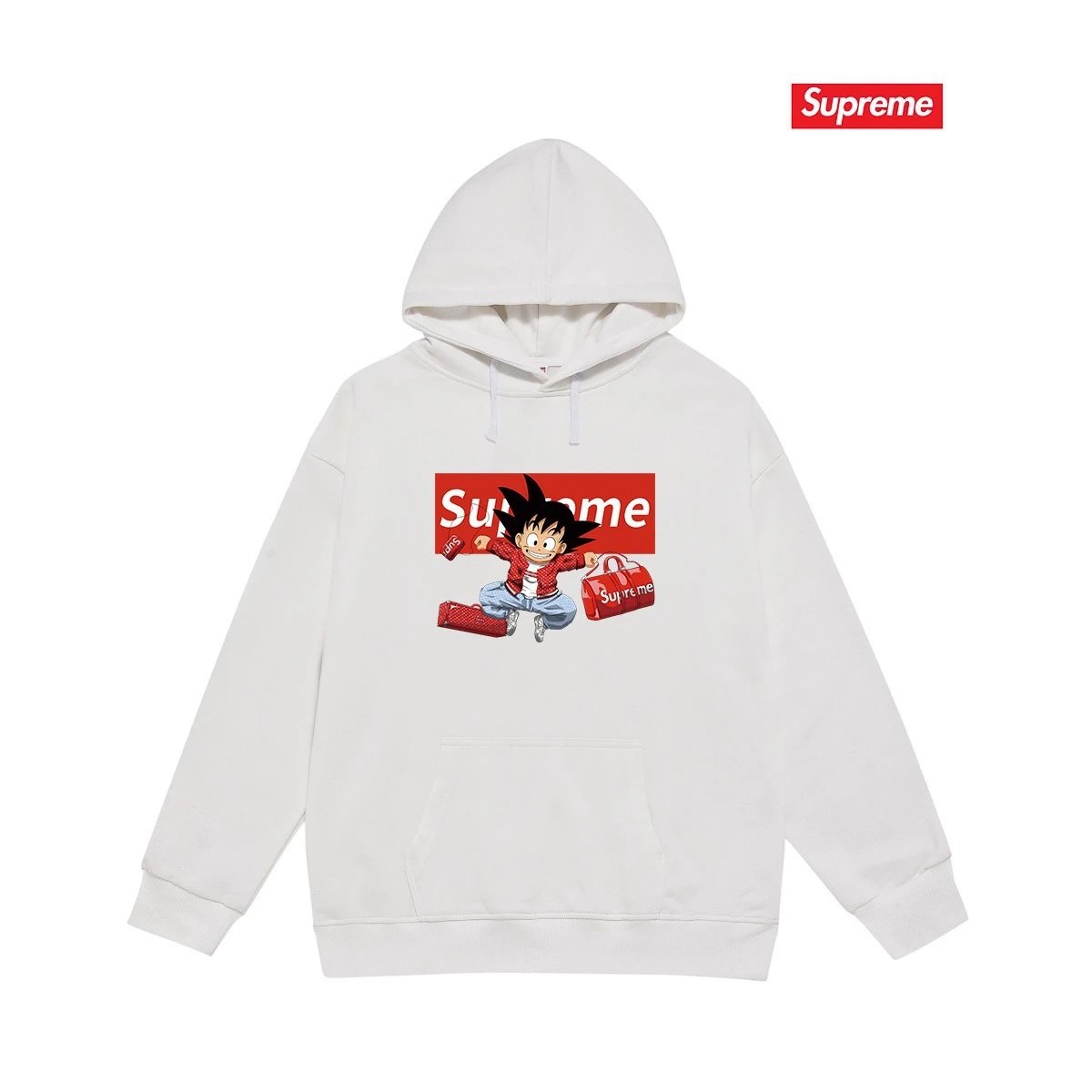 Supreme Hoodies & Sweatshirts Hooded sweatshirt with Stüssy graphic and kangaroo pocket — 2238 White with fleece lining