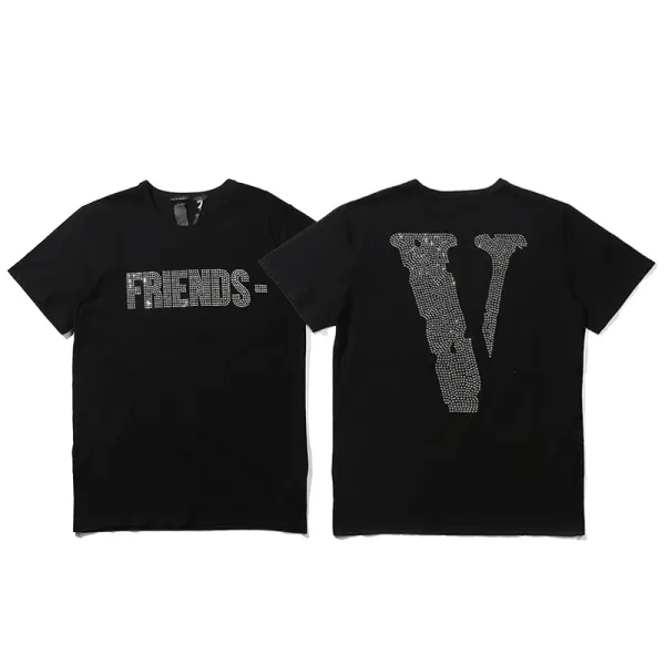 Versace VLogo Crystal-Embellished Black T-Shirt - 1