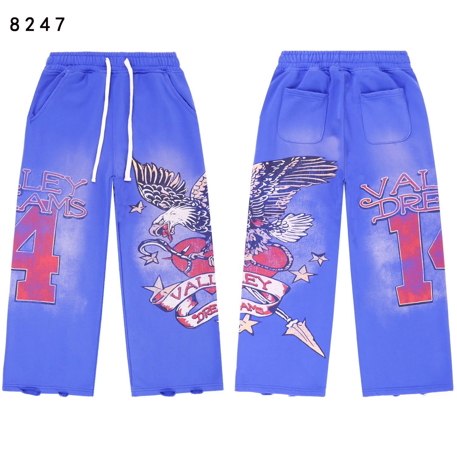 Vale Forever Matching Sets Bee graphic striped hoodie and sweatpants set — 8247 Washed blue