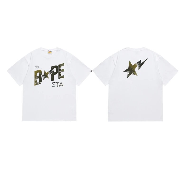 A BATHING APE T-Shirts Graphic Print T-Shirt — 114 white