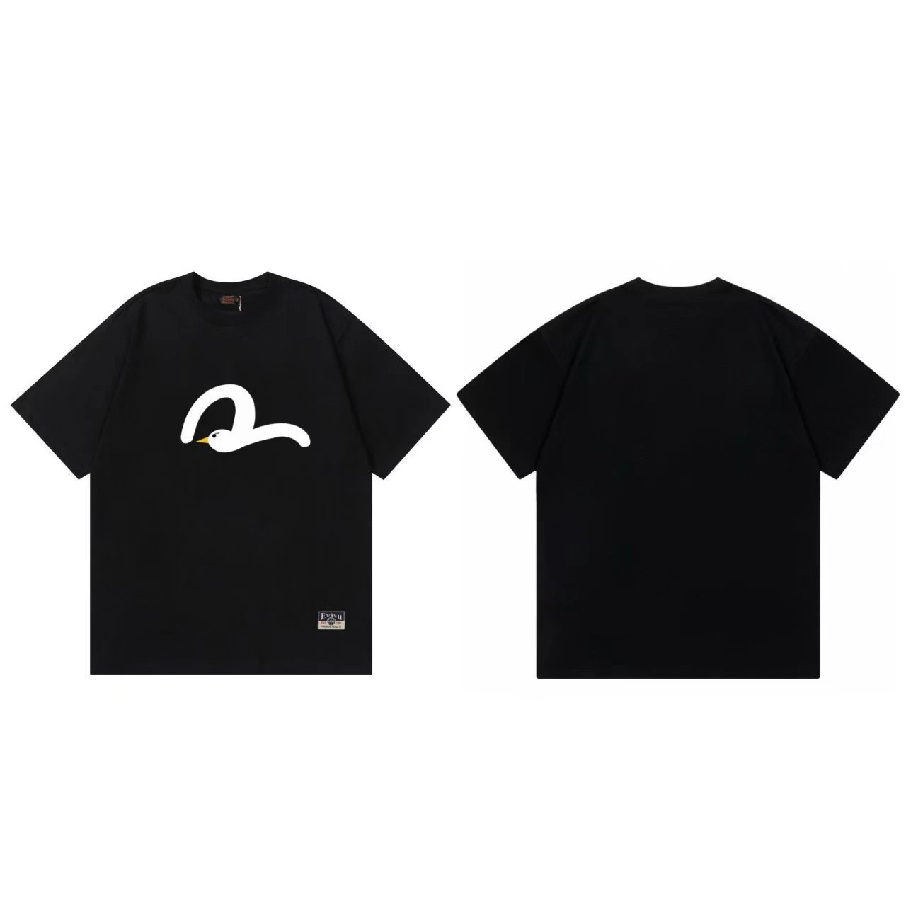 Evisu T-Shirts Short-Sleeve Graphic Print T-Shirt — Black F 239