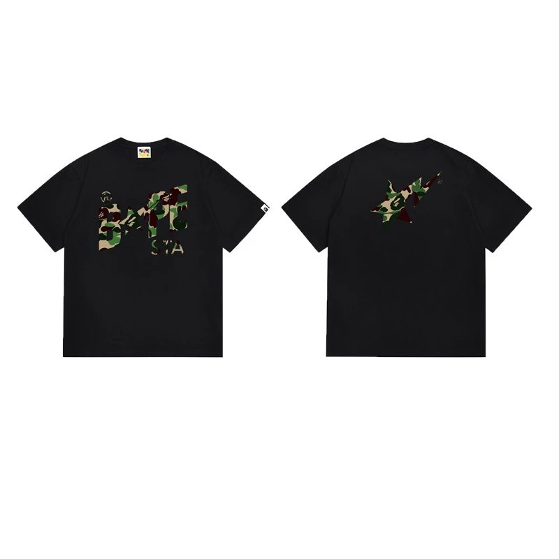 A BATHING APE T-Shirts Graphic Print T-Shirt — 116 black and green
