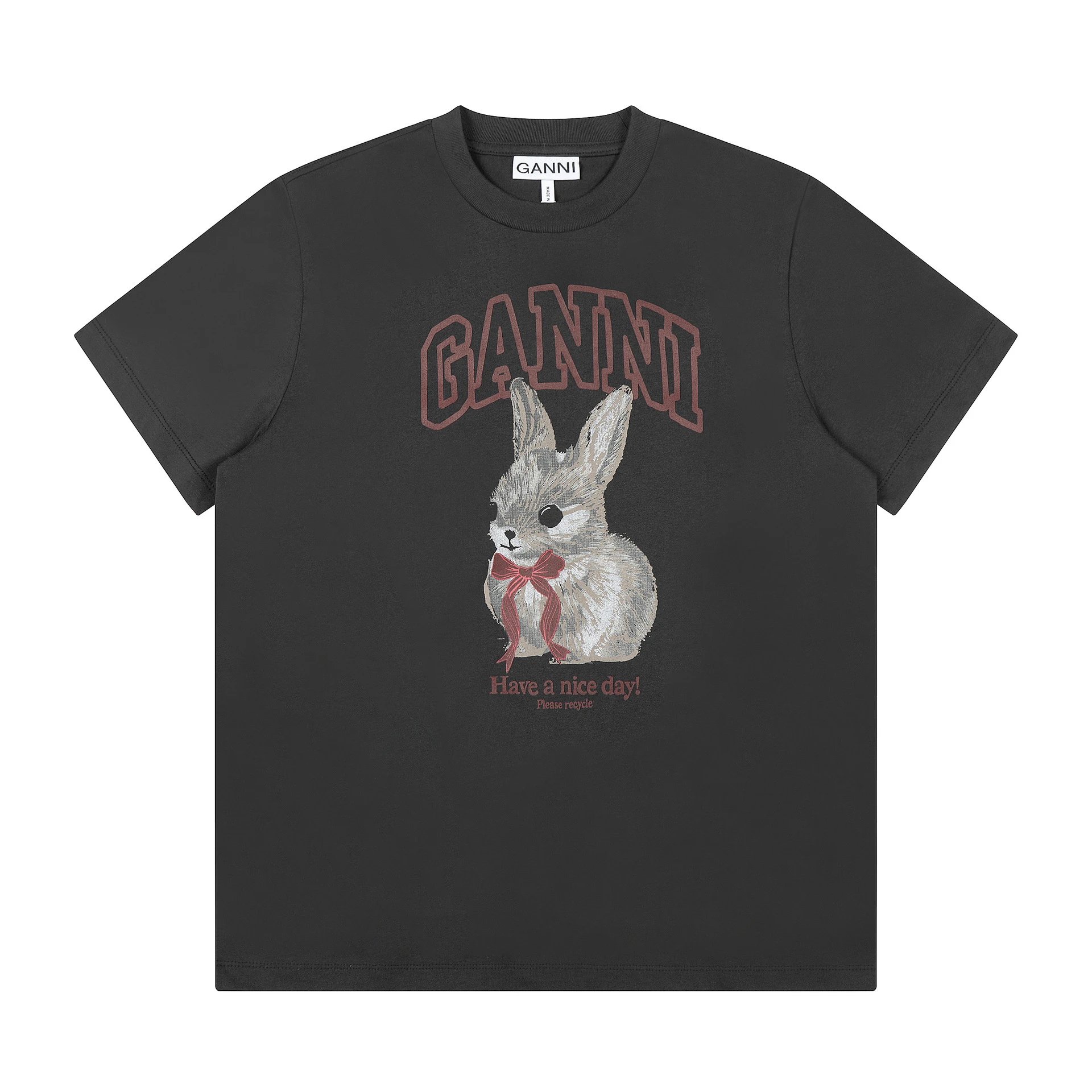 GANNI T-Shirts Graphic Print Short-Sleeve T-Shirt — GA86