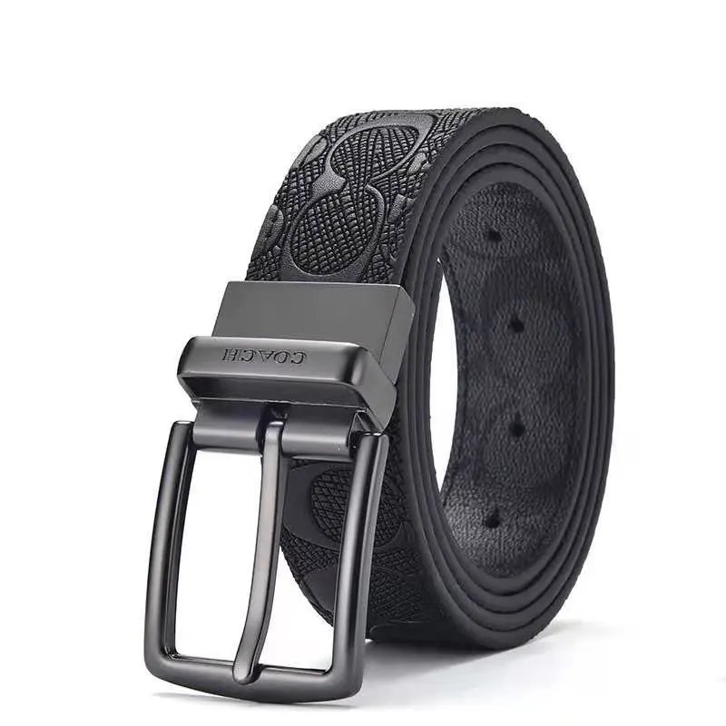 Coach Belts Reversible Signature C Pattern Belt with Interchangeable Buckles — Embossed, double-sided, with a pin buckle