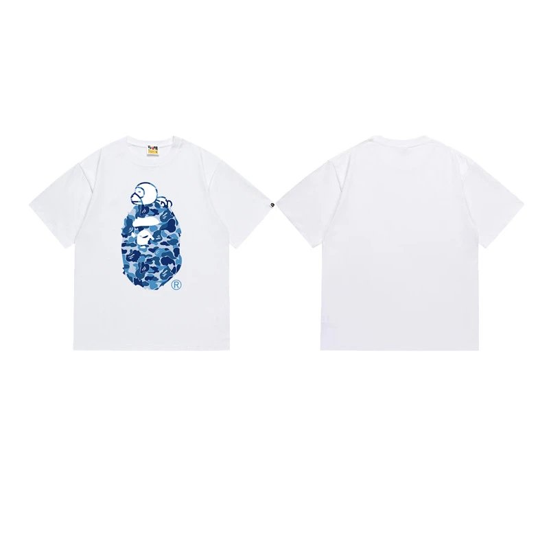 A Bathing Ape T-Shirts Short-Sleeve Graphic T-Shirt — 146 white and blue