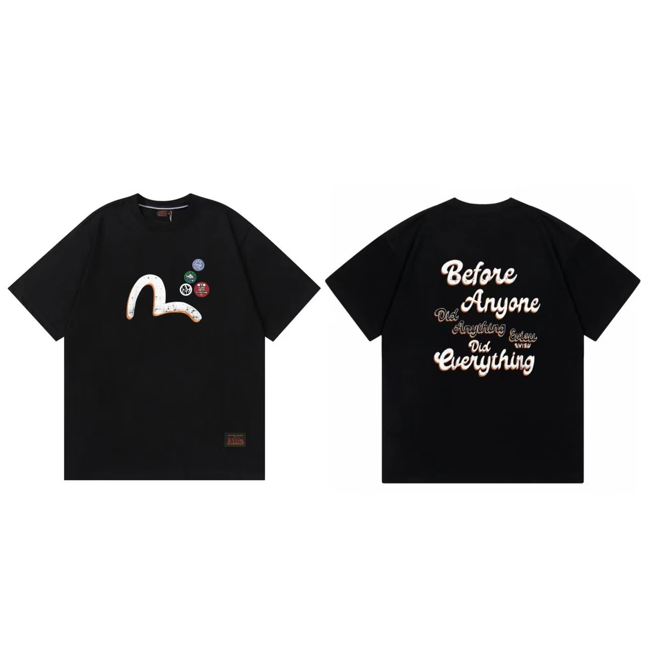 Evisu T-Shirts Short-Sleeve Graphic Print T-Shirt — Black F 235