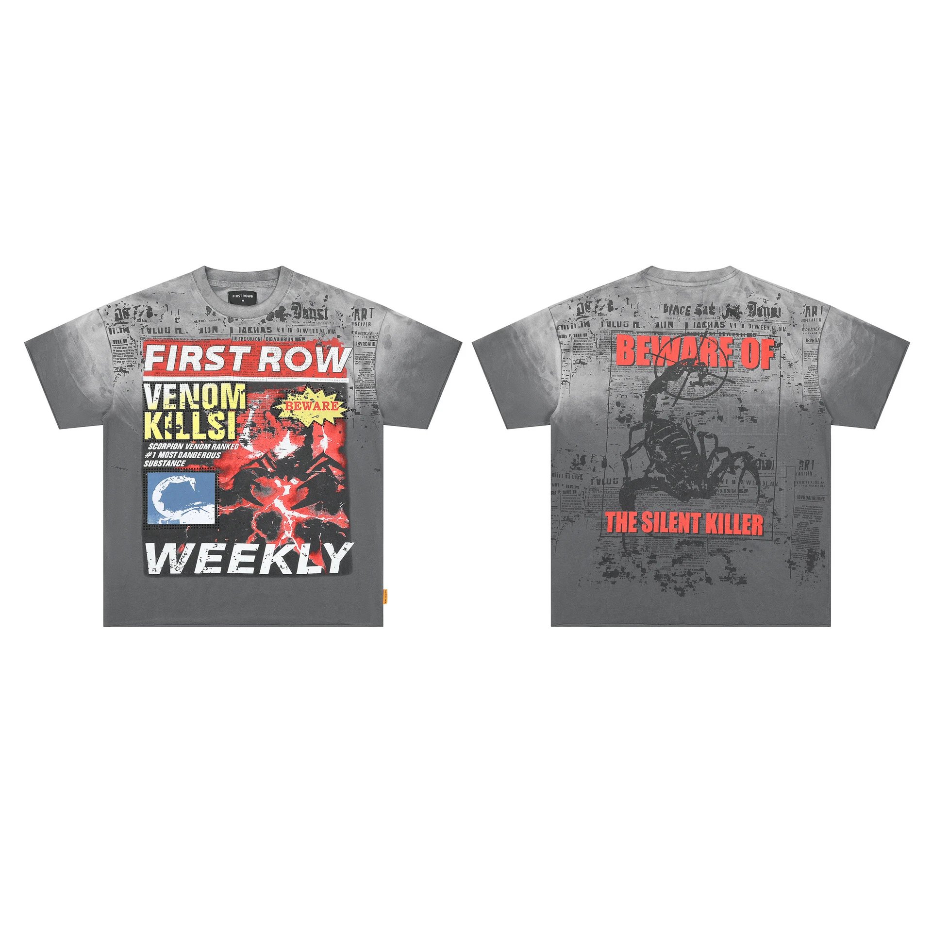 FIRST ROW T-Shirts Graphic Print — F 507#Hot Rhinestone Washing Water to Make Old