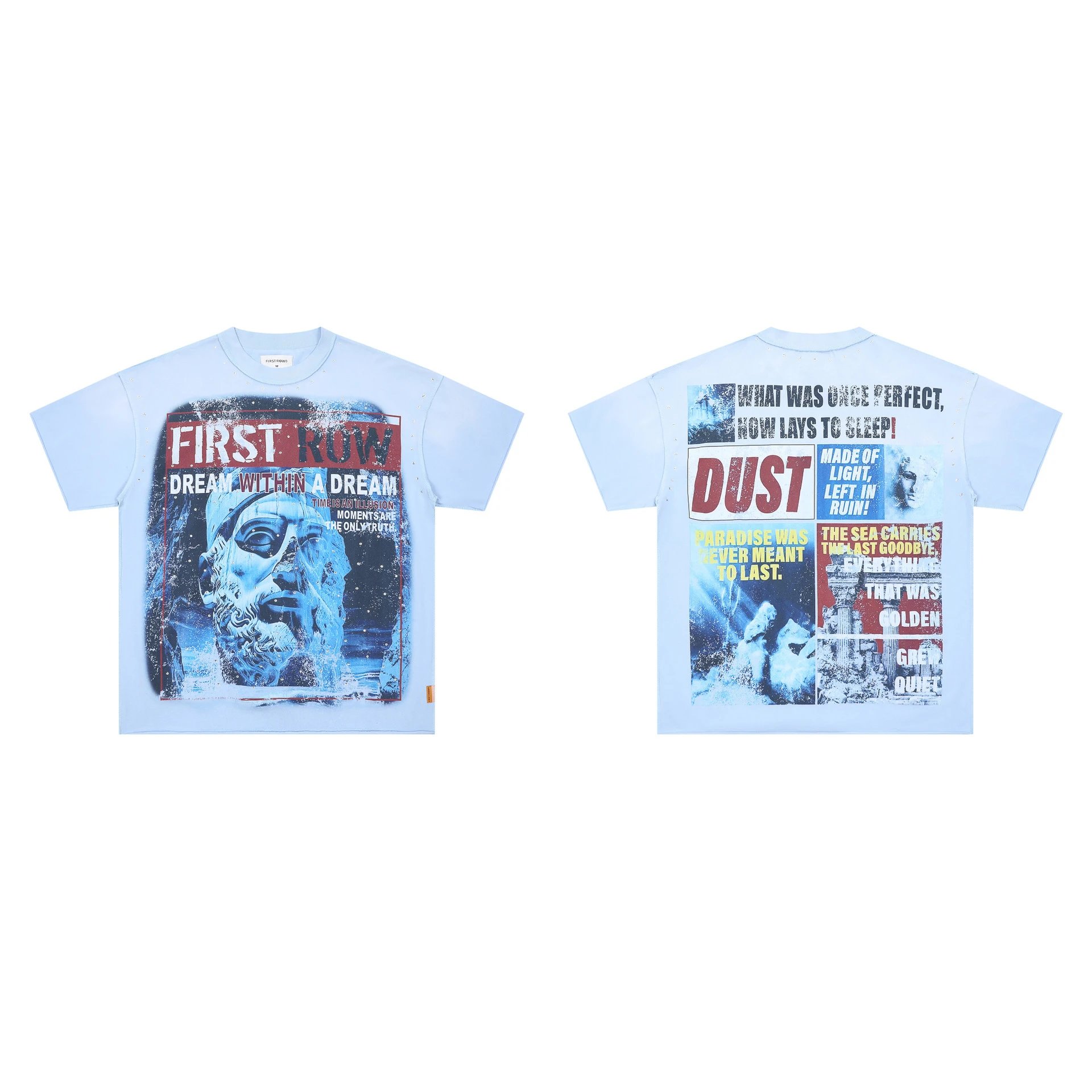 FIRST ROW T-Shirts Graphic Print — F 512#White ink direct spray