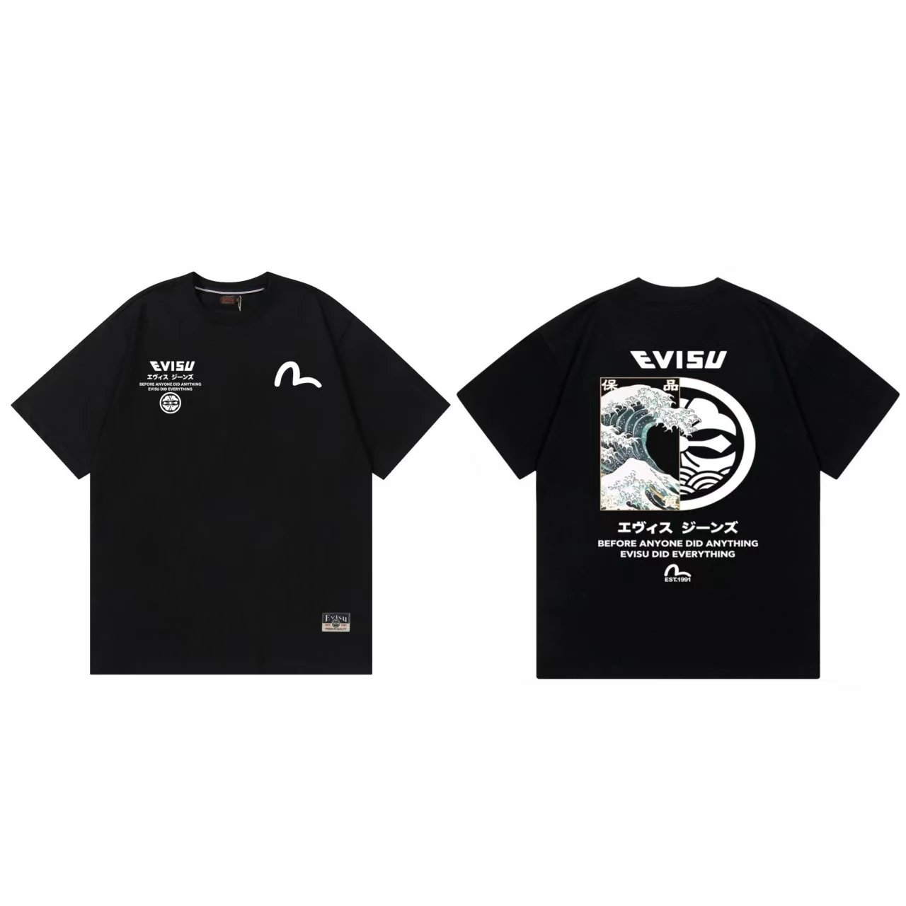 Evisu T-Shirts Short-Sleeve Graphic Print T-Shirt — Black F 237