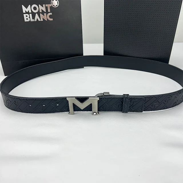 Montblanc Belts Reversible embossed-pattern belt with interchangeable M and pin buckles product detail image 7