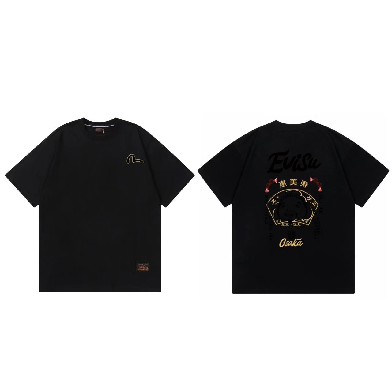 Evisu T-Shirts Short-Sleeve Graphic T-Shirt — Black F 229