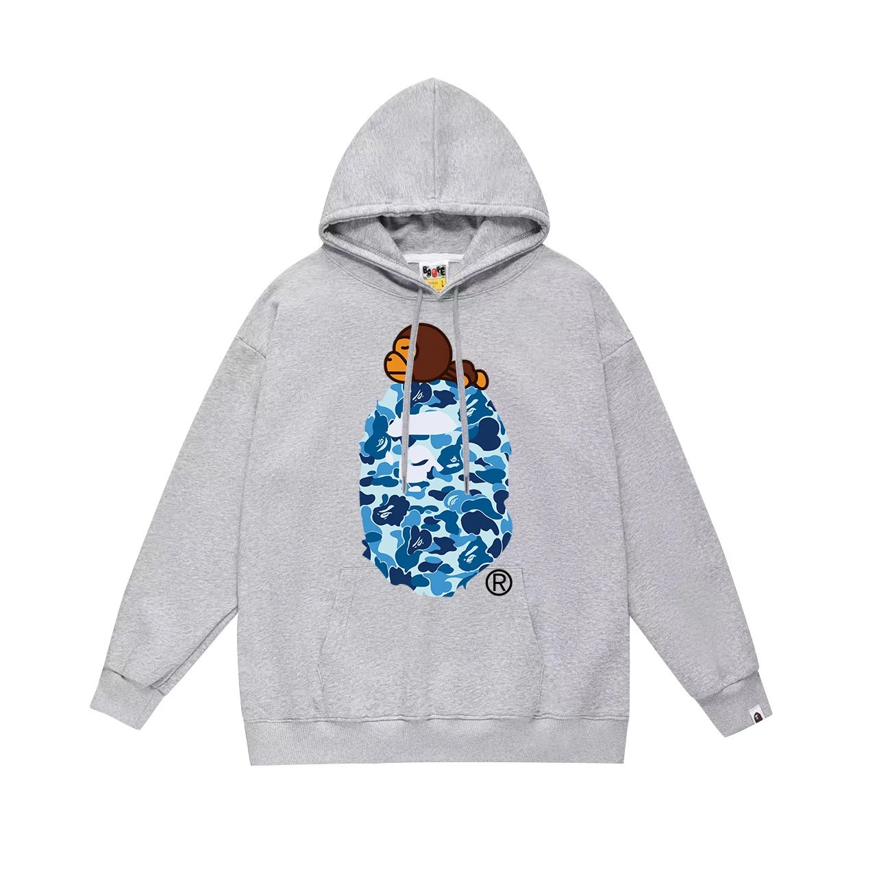 BAPE Hoodies & Sweatshirts Graphic Pullover Hoodie — 648 Gray-Blue