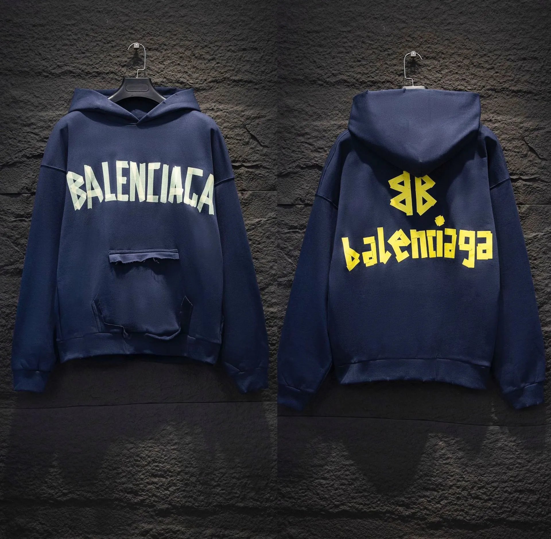 Unbranded Hoodies & Sweatshirts Oversized Letter-Graphic Pullover Hoodie — Gray-blue 5104