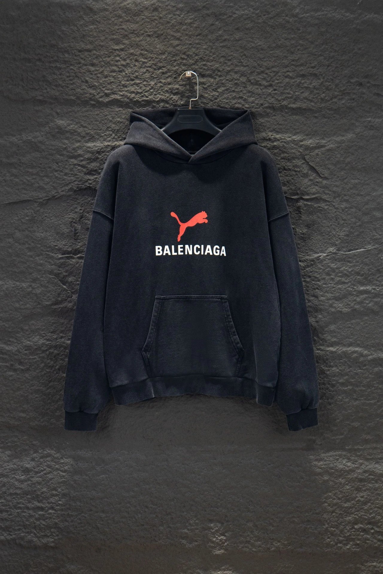 Unbranded Hoodies & Sweatshirts Oversized Letter-Graphic Pullover Hoodie — Washed Black 5226