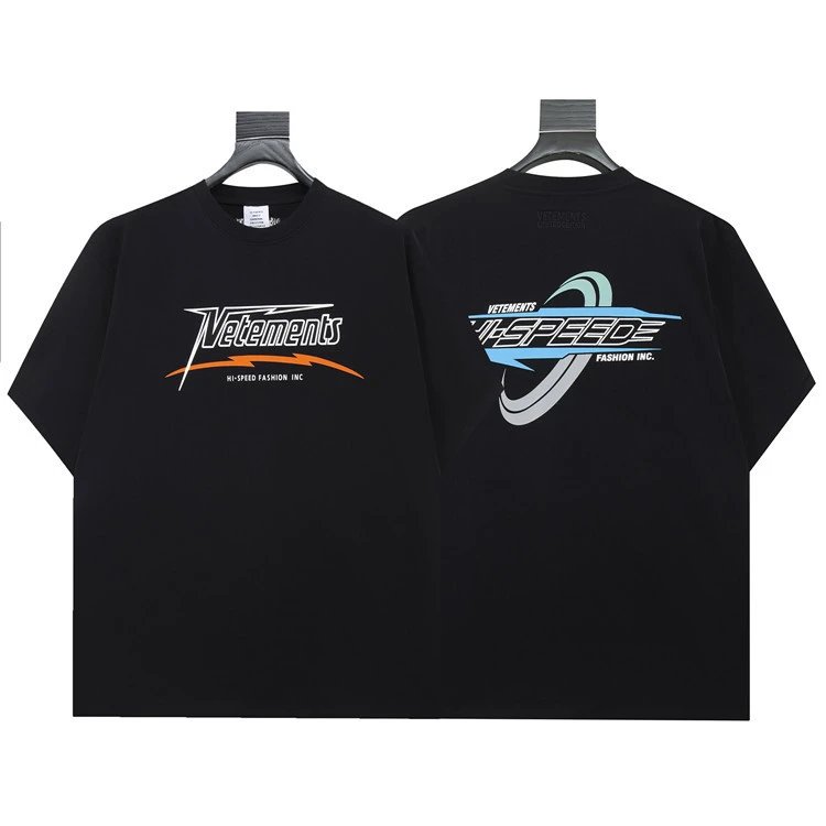 Vetements T-Shirts Graphic Logo Print — 8004 black