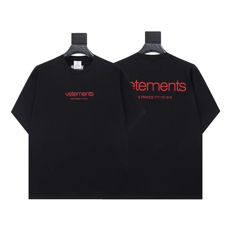 Vetements T-Shirts Graphic Logo Print — 8007 black