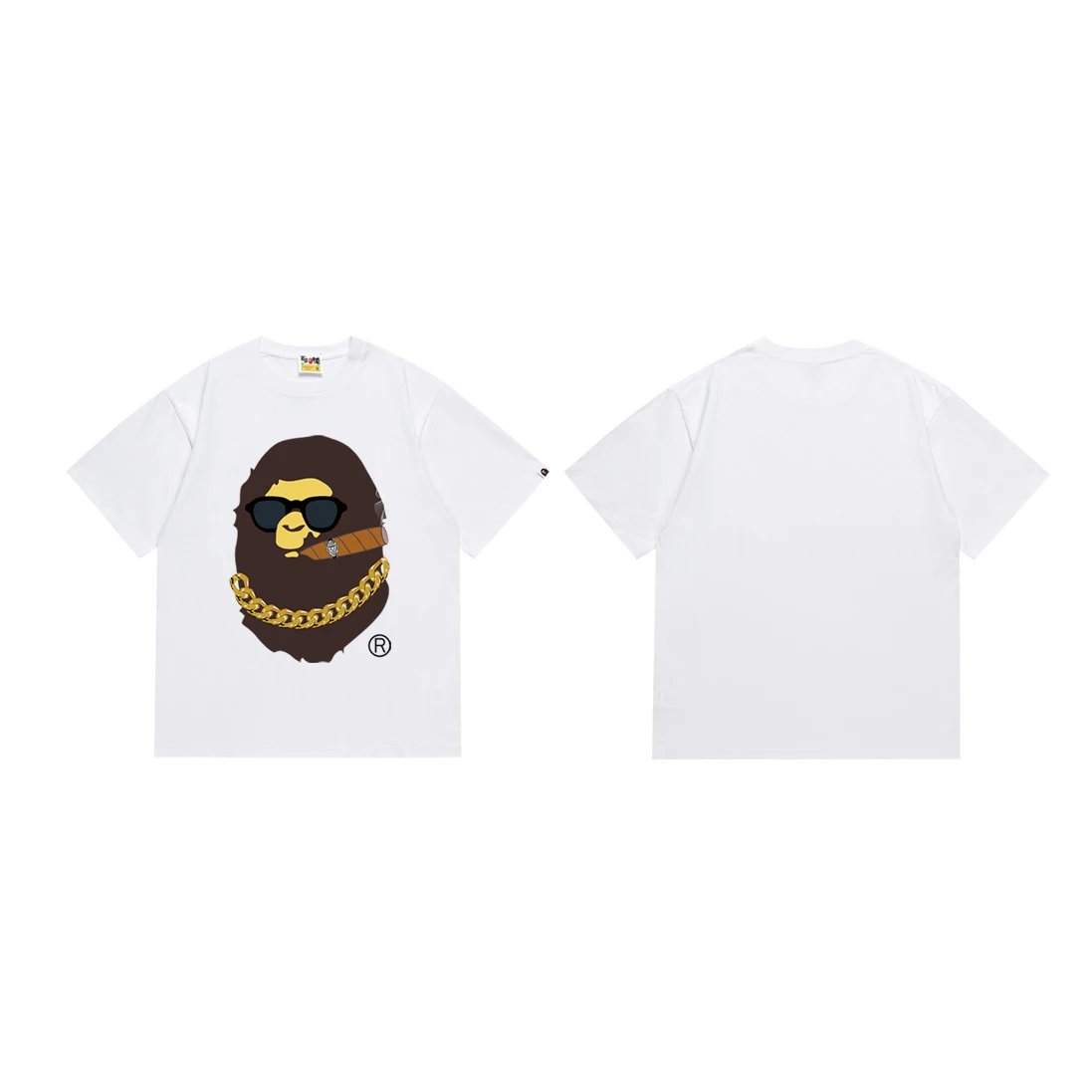 A BATHING APE T-Shirts Short-Sleeve Camouflage Head Graphic — 222 black