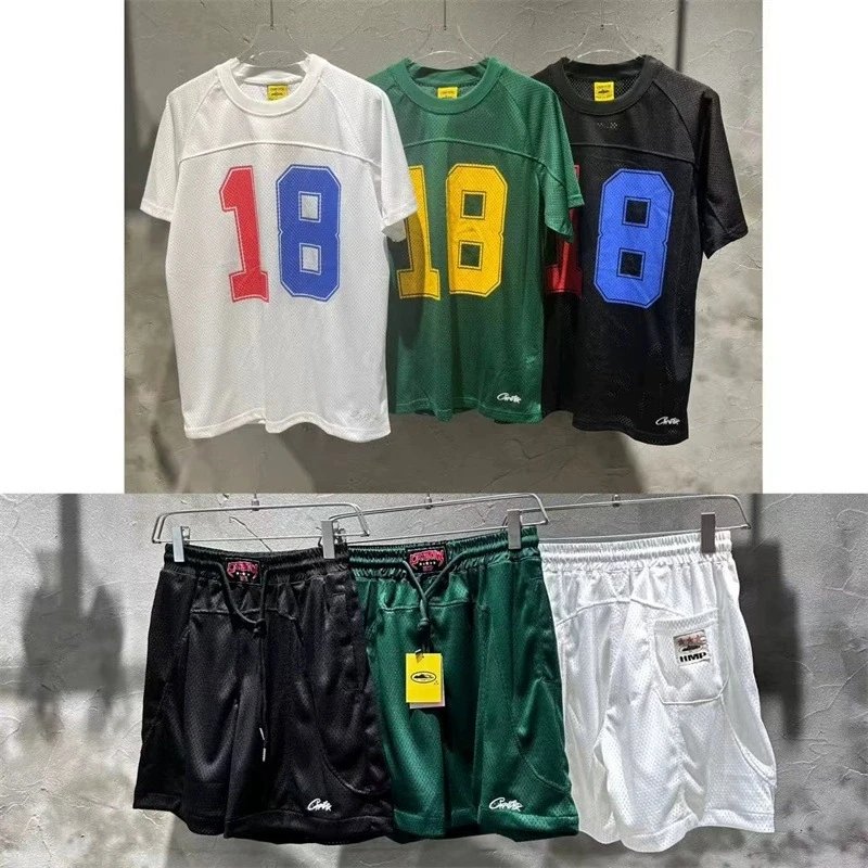 Civite 18 Number T-Shirt and Shorts Set in White, Green, and Black