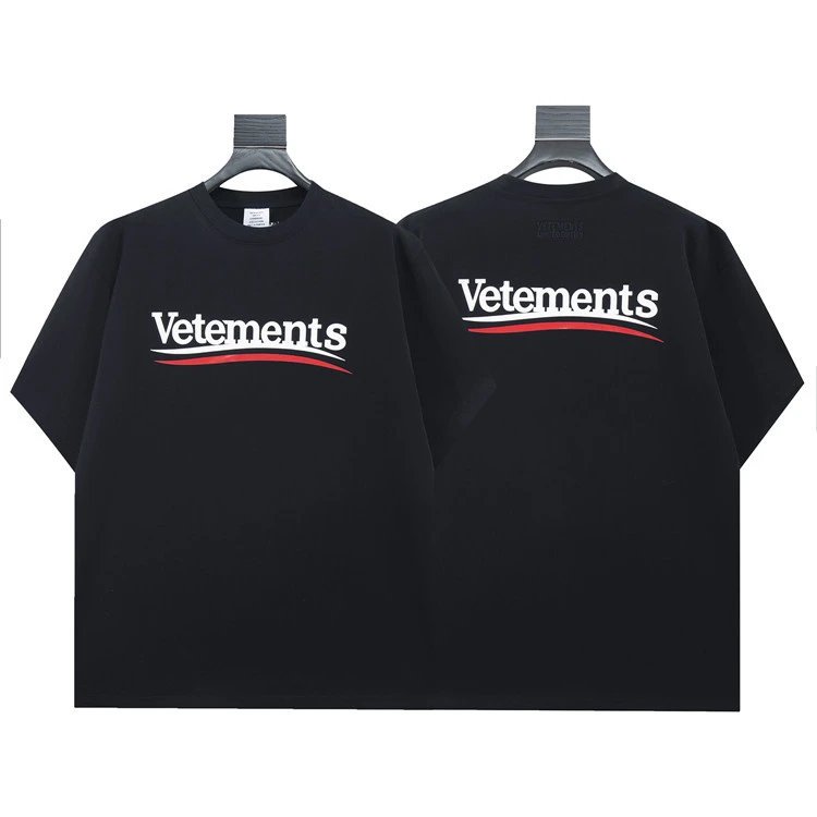 Vetements T-Shirts Graphic Logo Print — 8015 black