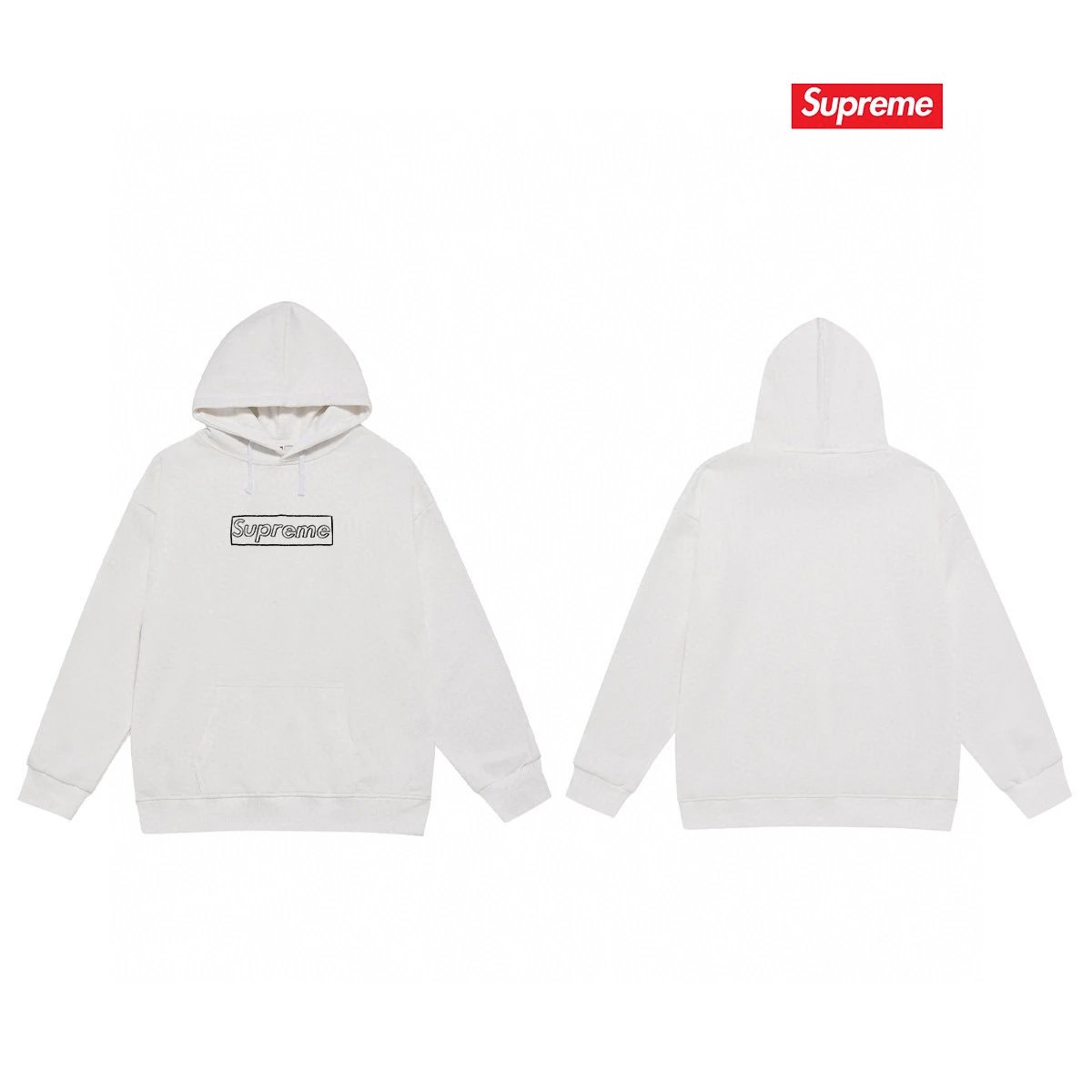 Supreme Hoodies & Sweatshirts Fleece-lined pullover hoodie with distorted logo — 78-1 Fleece-lined style