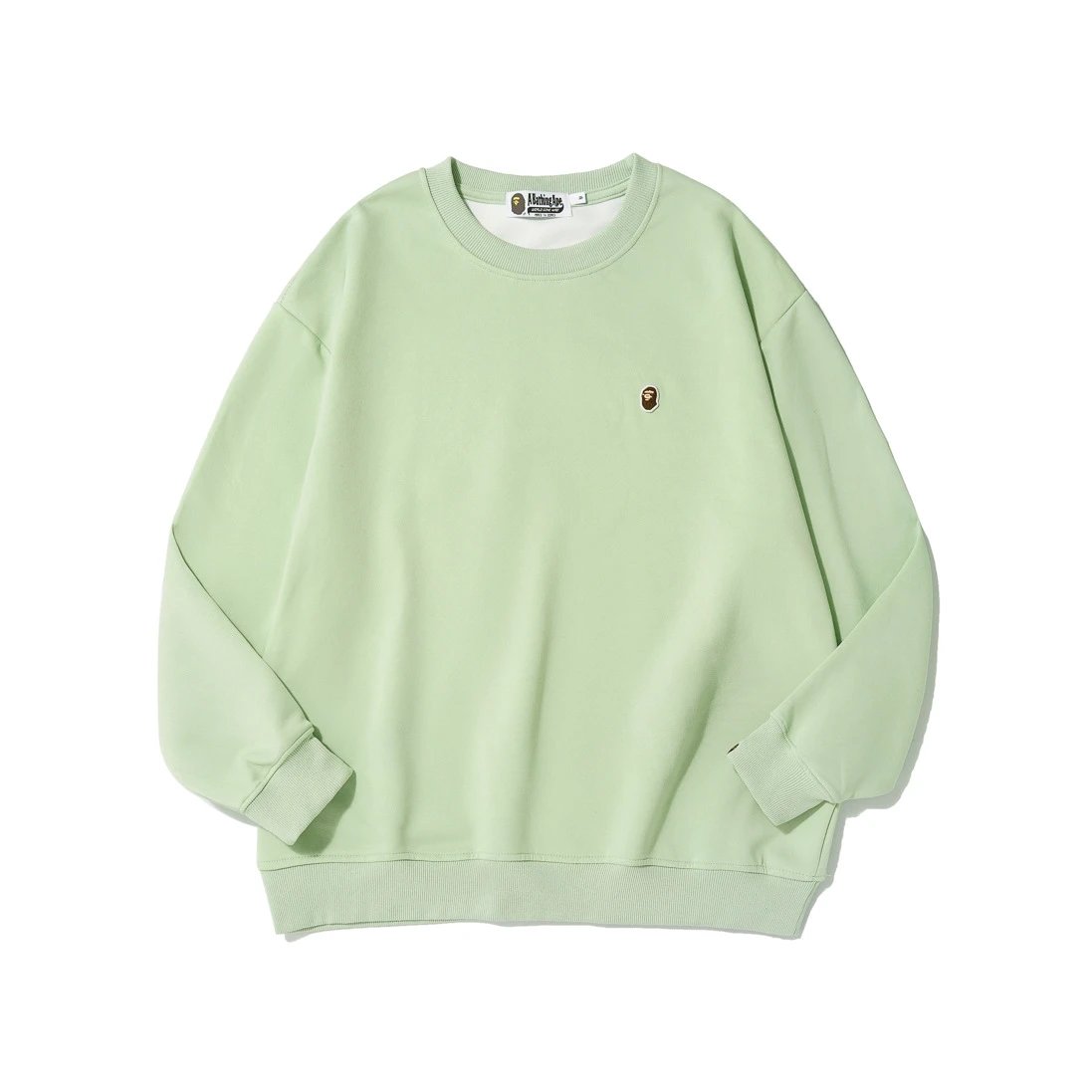 A Bathing Ape Hoodies & Sweatshirts Head Embroidered Crewneck Sweatshirt — Light green