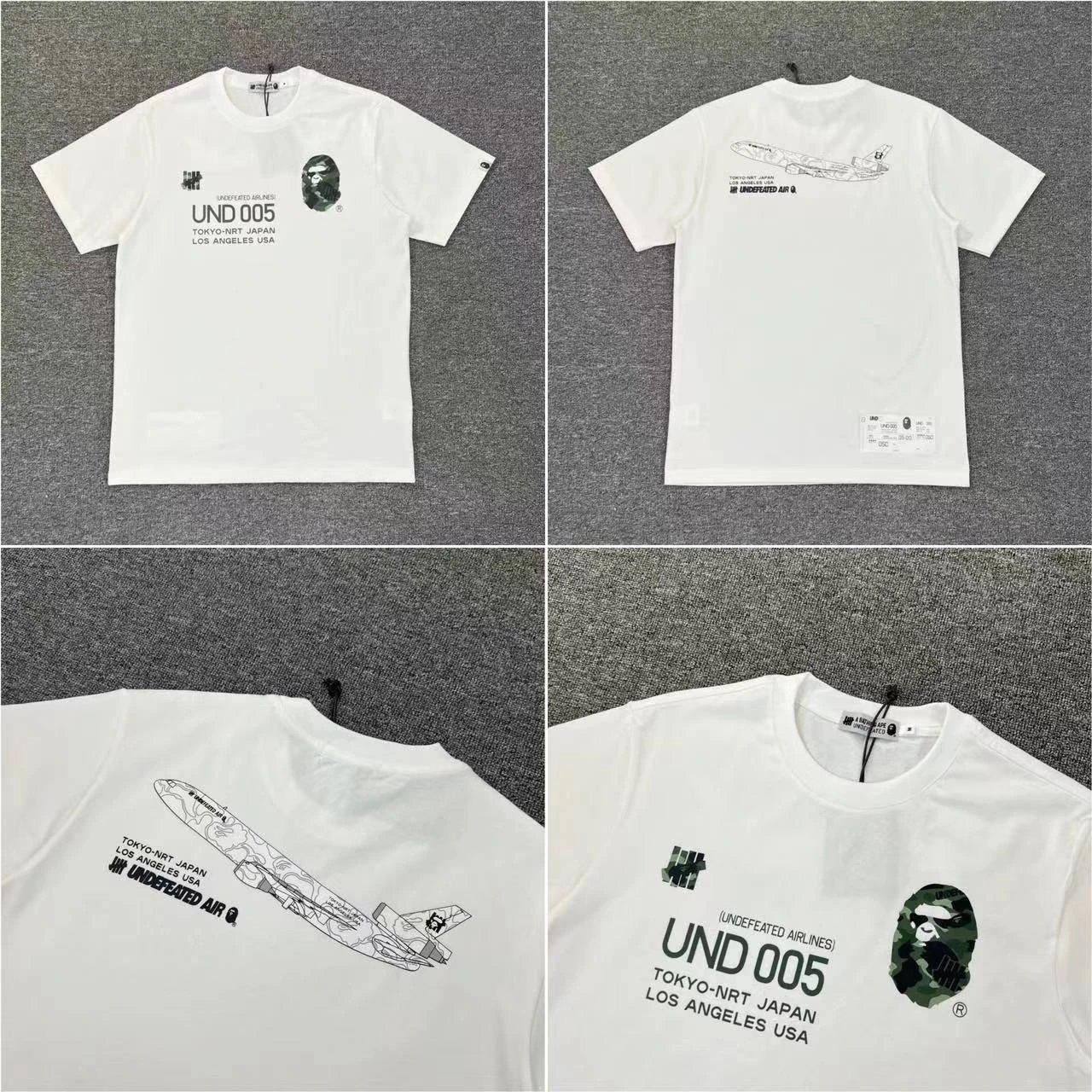 A Bathing Ape T-Shirts Short-Sleeve Head Graphic T-Shirt — 222 White and green