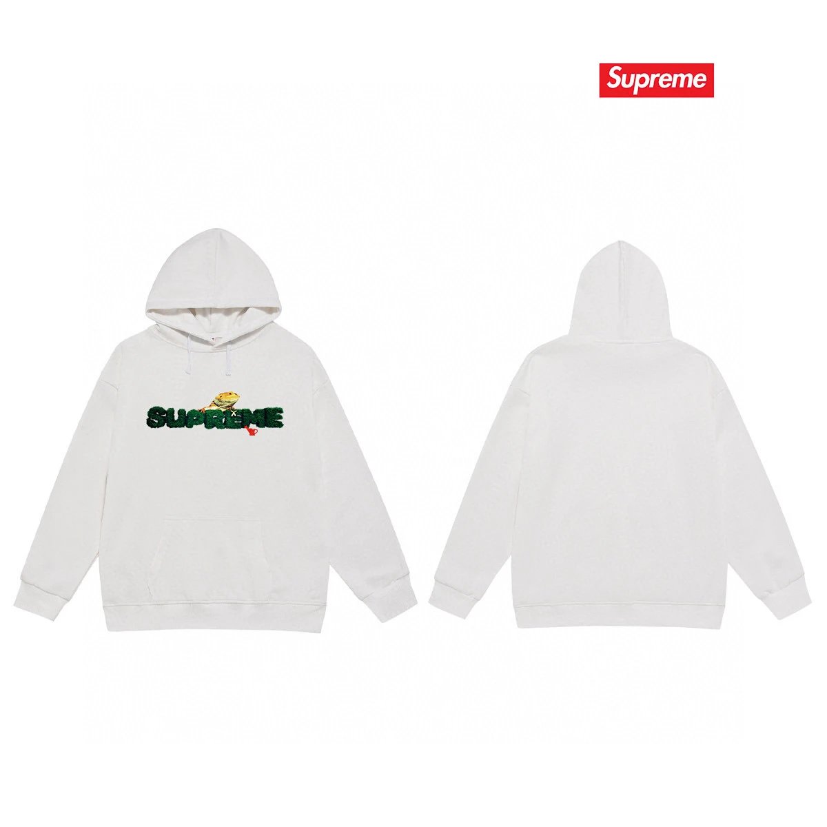 Supreme Hoodies & Sweatshirts Fleece-Lined Hooded Sweatshirt with Fruit Graphic — 41-2 Fleece-lined style