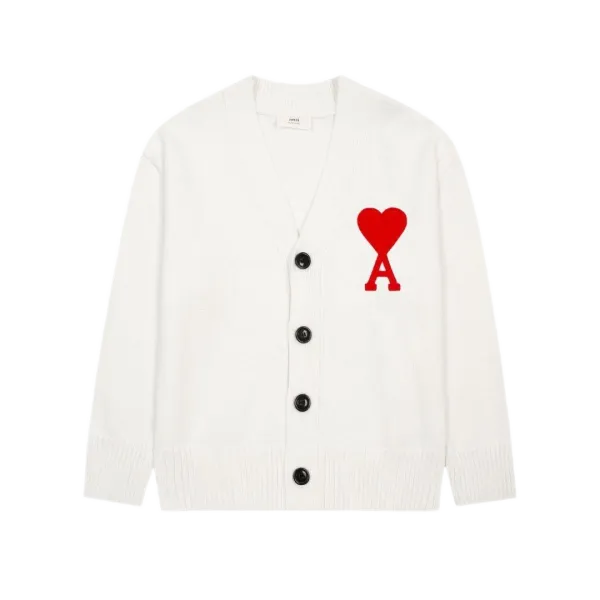 Ami Paris Heart Logo Cardigan Yellow - 14