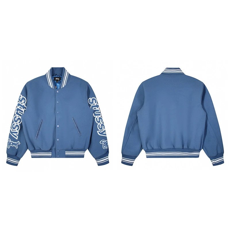 Stüssy Jackets Patchwork varsity bomber jacket — 805 blue